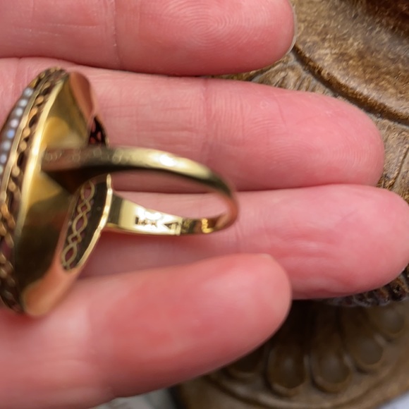 14 kt. ANTIQUE Amethyst w/seed pearls ring - Picture 13 of 13